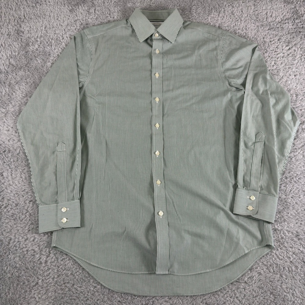 Charles Tyrwhitt Mens Green White Striped Classic Fit Dress Shirt 15.5/35 - Picture 2 of 9